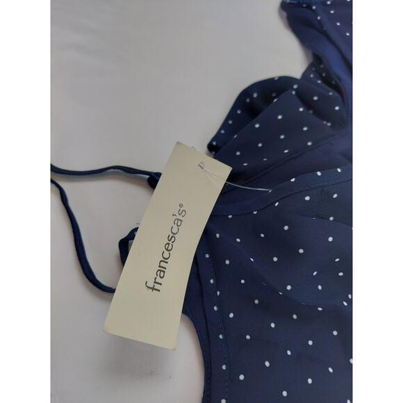 Francescas Trixxi Navy Blue Romper Flounce Cottagecore Polka Dot NEW L - Picture 9 of 12